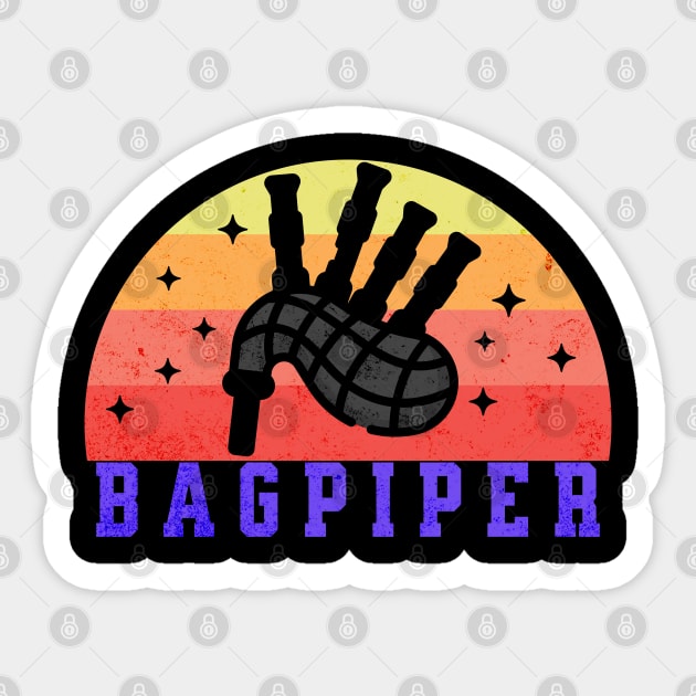 Retro Sunset Bagpiper Sticker by HolidayBug